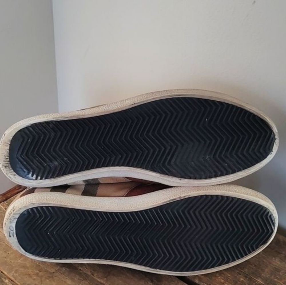SOLD Burberry Leather & Check Canvas High Top Men's Sneakers Size 44 / US 11 - Picture 12 of 12